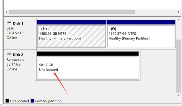 The entire hard drive became a huge unallocated space