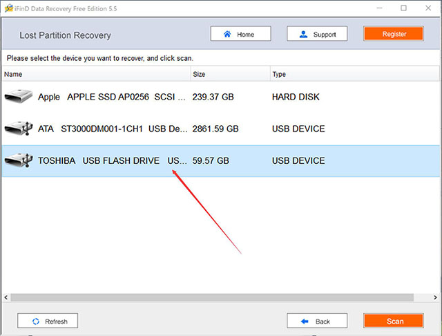 Step 2 Select second function.