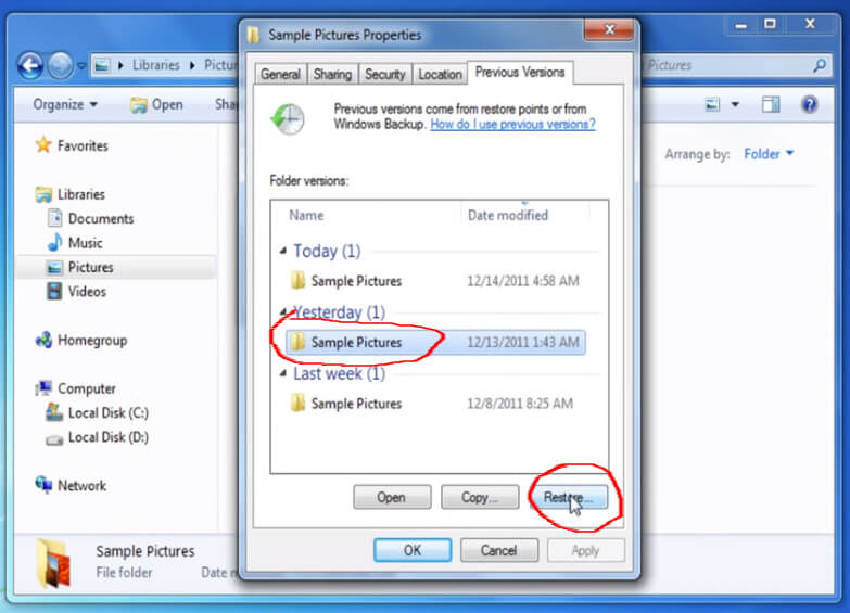windows 7 restore files