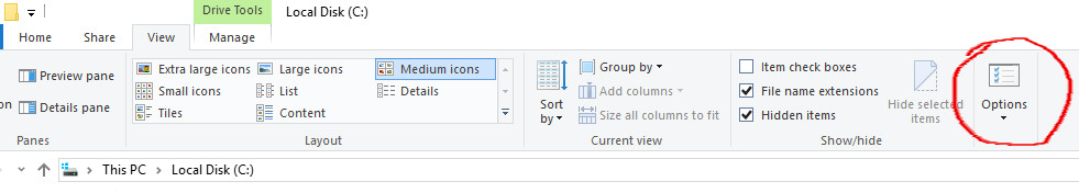 File Explorer option