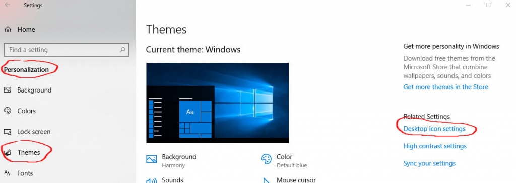 desktop icon settings