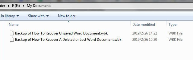 word backup files recover