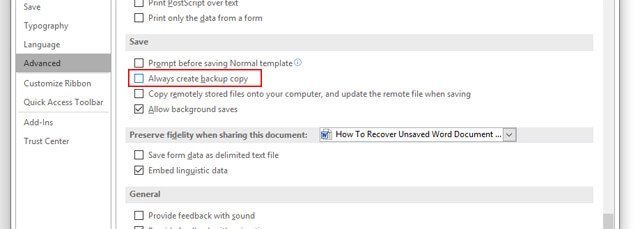 word backup