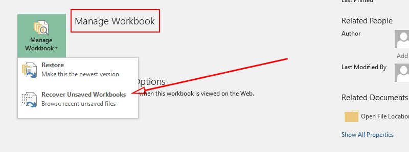 recover unsaved workbooks