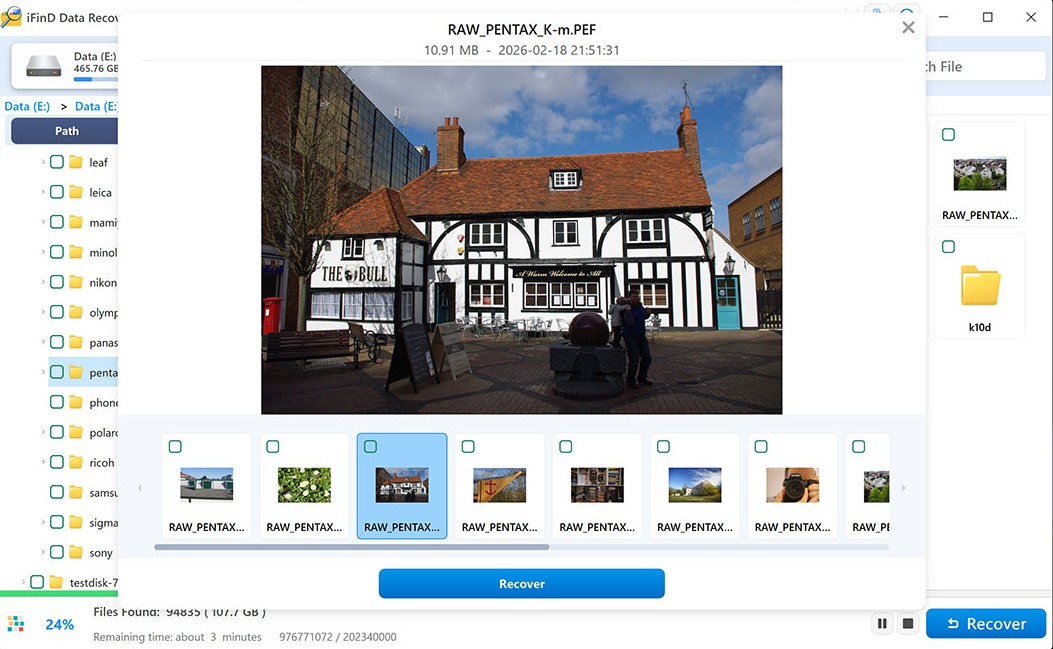 Previewing successfully reconstructed Sony A7IV video files for free in iFinD media player before recovery.