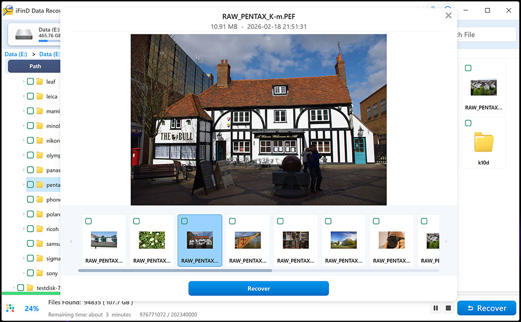 ifind-data-recovery-raw-photo-preview-list image recovery software